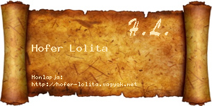 Hofer Lolita névjegykártya